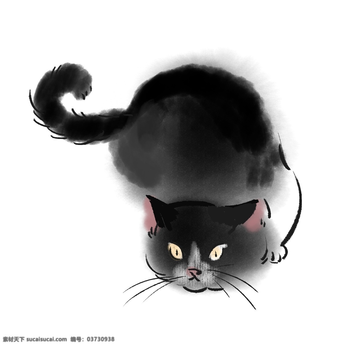 黑色水墨猫咪 黑色水墨 动物 猫咪