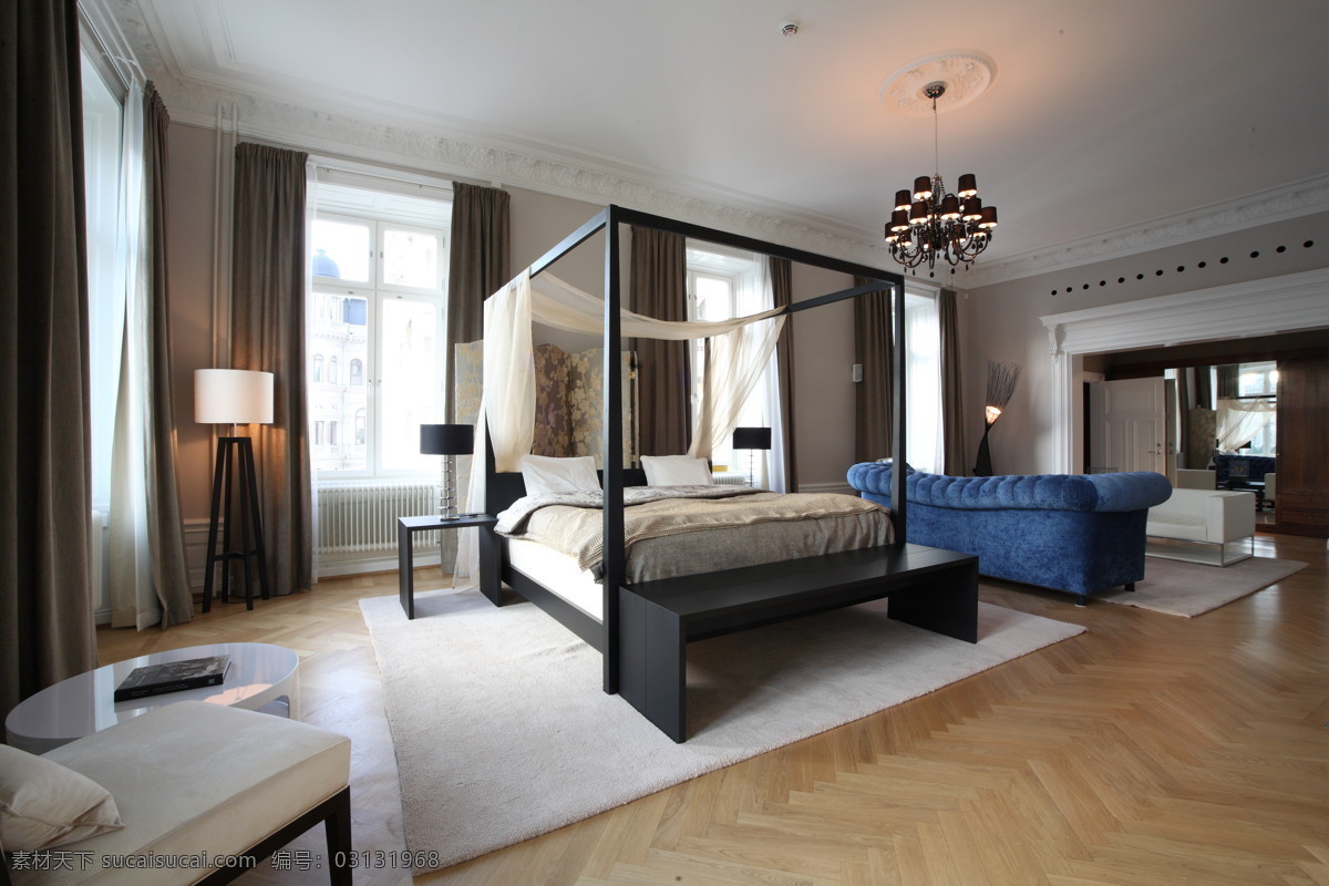 风格 华丽 建筑园林 精美 欧式 欧洲 沙发 室内设计 室内 卧室 双人床 温馨 室内摄影 家居装饰素材