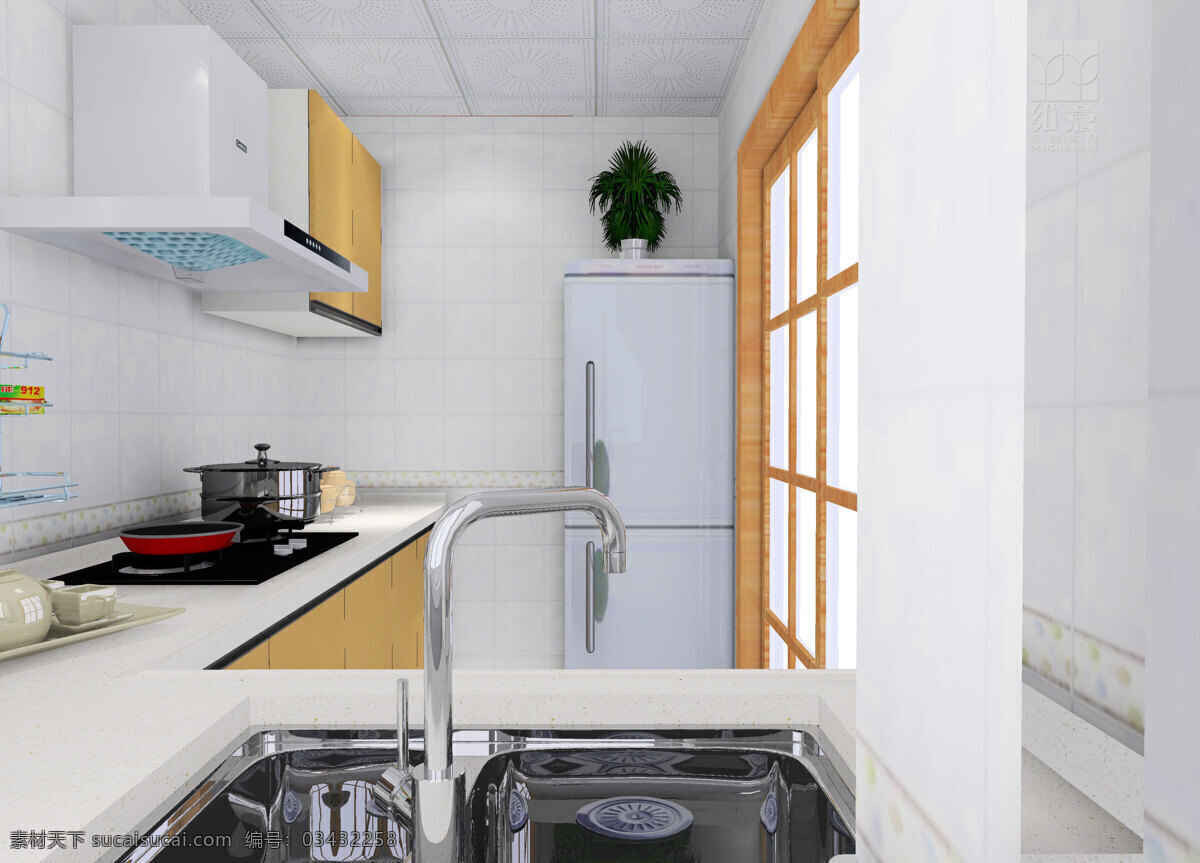 3d设计 冰箱 厨房 厨房设计 橱柜 油烟机 设计素材 模板下载 吊柜 水盆 3d 家装 中式 效果图 精选 家居装饰素材 室内设计