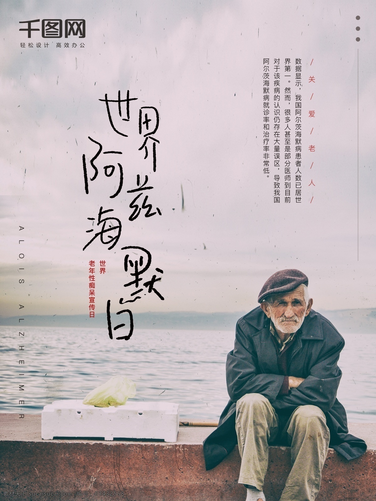 世界 阿兹海默 日 海报 阿兹海默日 老年痴呆 关爱老人
