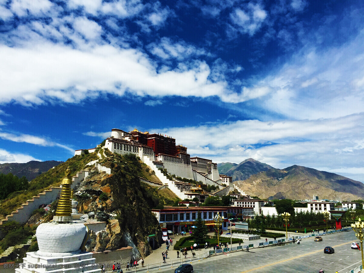 布达拉宫 布达拉宫晌午 蓝天白云 西藏布达拉宫 布达拉宫全景 西藏风光 布达拉宫美景 布达拉宫广场 旅游摄影 国内旅游 风景
