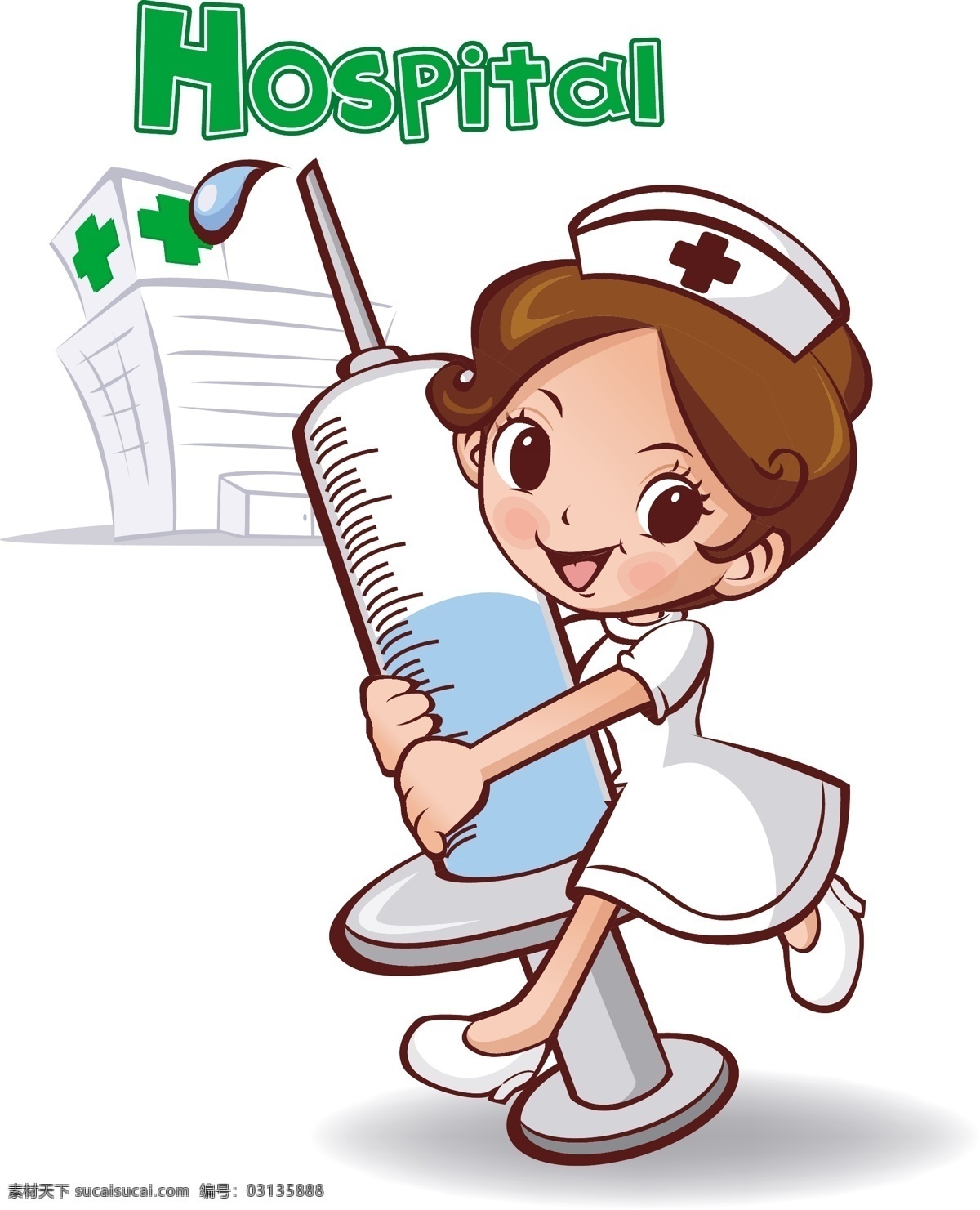 小护士 卡通 动漫 插画 打针 动漫动画 动漫人物 和谐 十字标志 医院 医护人员 医生 友善 可爱