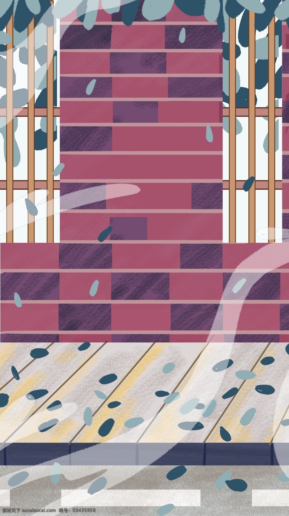 手绘 下雨 路边 楼梯 风景 插画 背景 广告背景 下雨背景 路边背景 楼梯背景 风景插画背景 背景素材 手绘背景