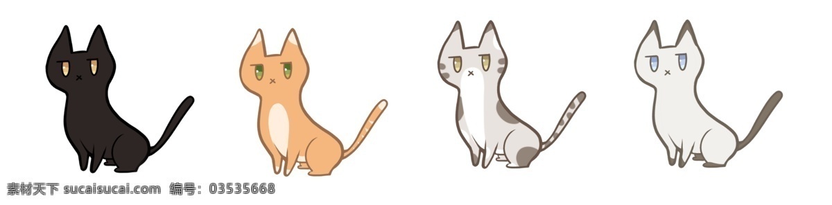 猫咪 简 笔画 猫 简笔画 可爱 单体素材 卡通 动物 幼儿 宠物 线条 分层