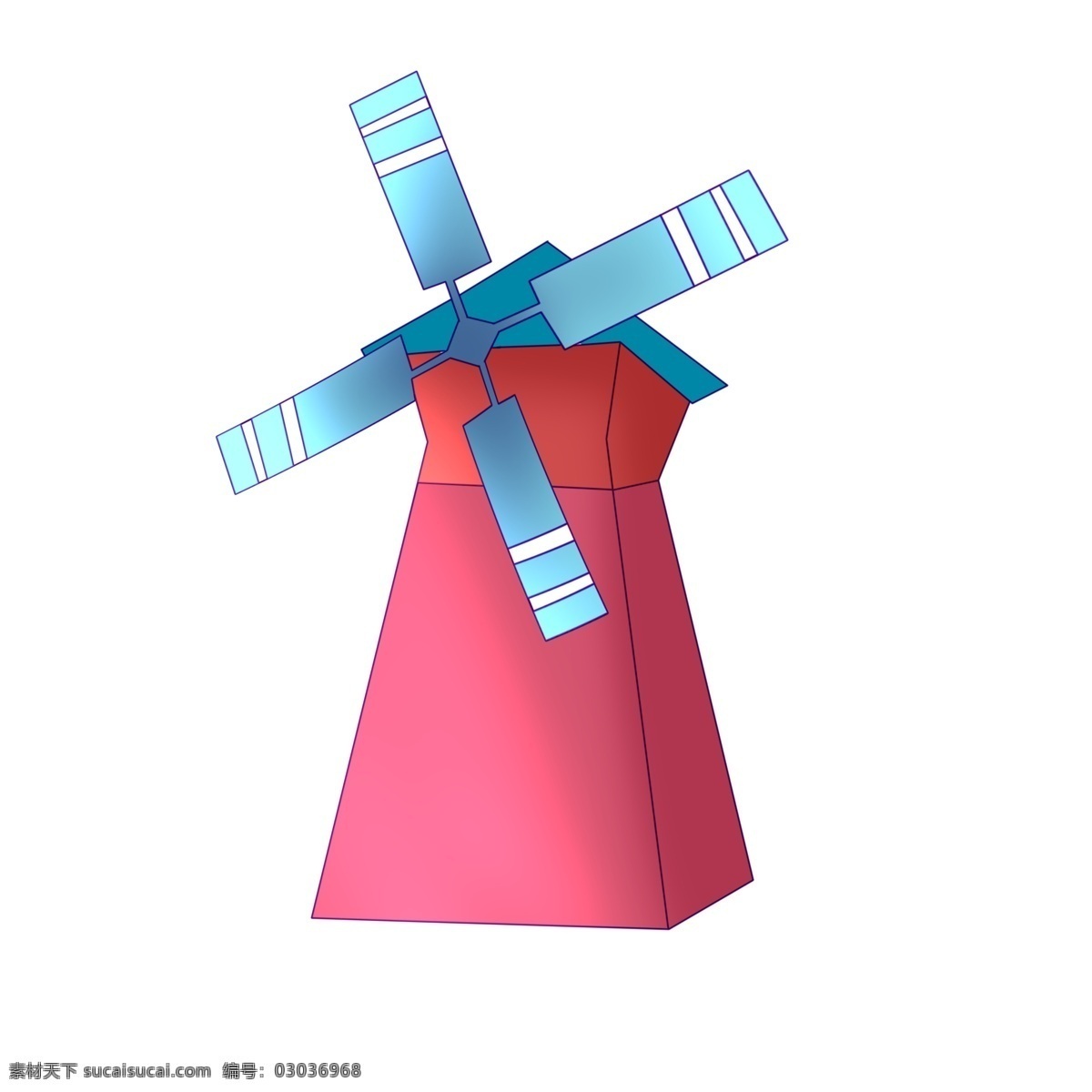 粉色 的卡 通 风车 插画 粉色的房屋 风车插画 蓝色的扇叶 精美的风车 卡通风车插画 创意风车插画