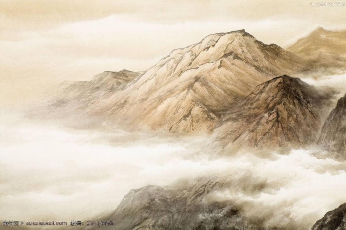 山水画 山 云雾 背景图 风景图 文化艺术 绘画书法