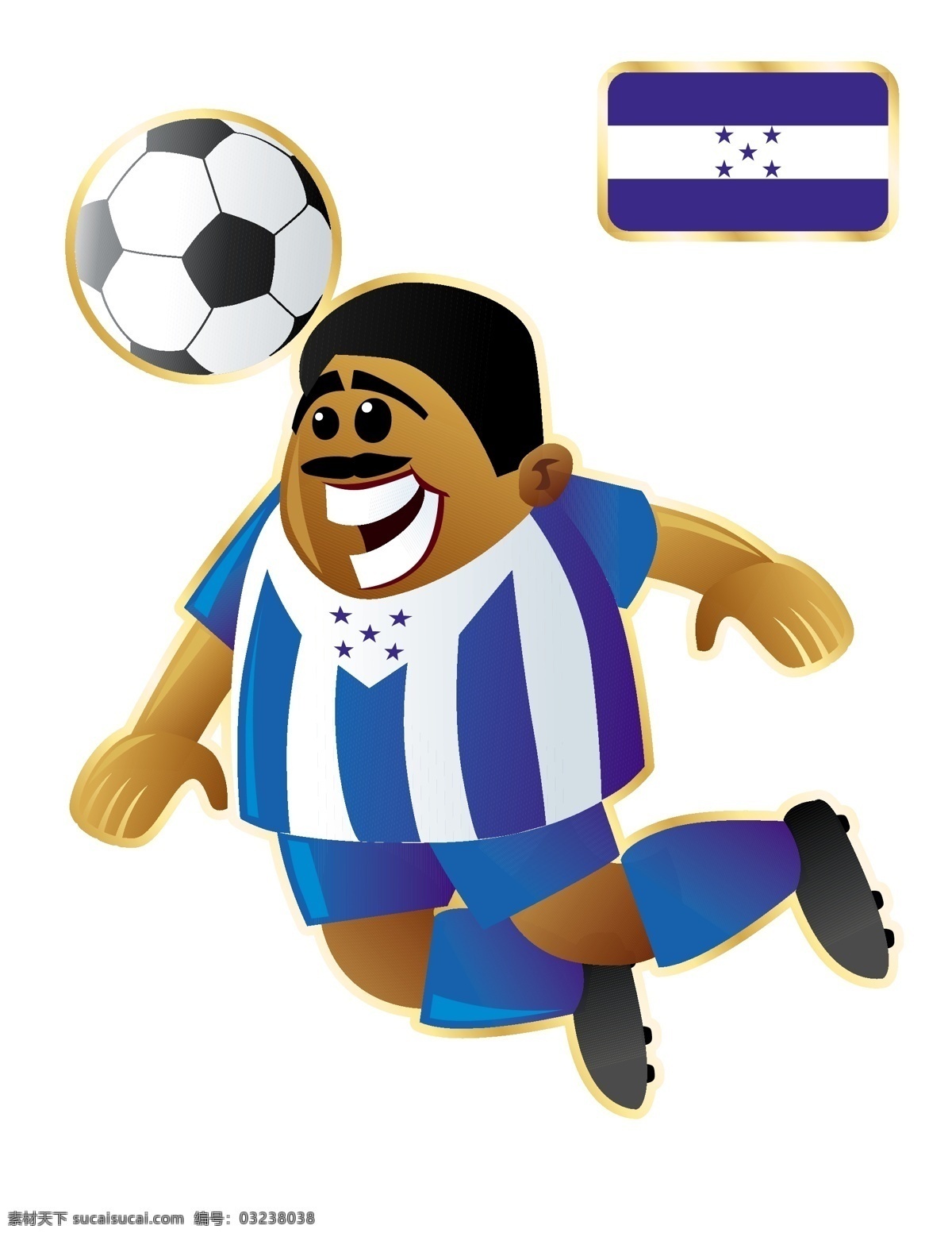 开心 国家 足球 卡通 人物 形象 矢量图 运动员 大胖子 运动 踢球 外国 矢量 扁平化 平面