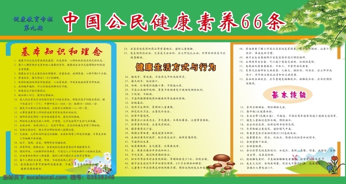 中国 公民 健康 素养 六 十六条 健康知识 公民健康素养 健康版面 66条 展板 医院展板设计