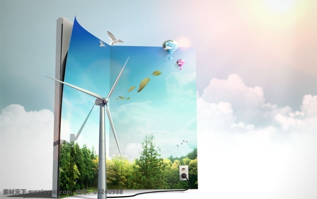 风能 环保 清洁能源 风力发电 新能源 环境保护 保护环境 风力发电车 分层