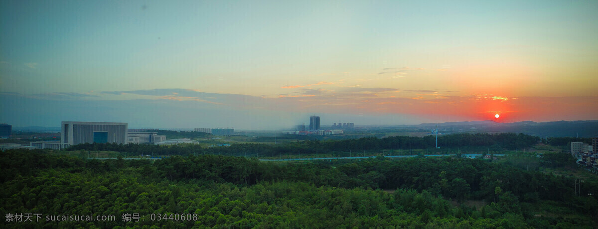 荆门景色 荆门 夕阳 傍晚 远景 宽幅 绿山蓝天 自然景观 自然风景