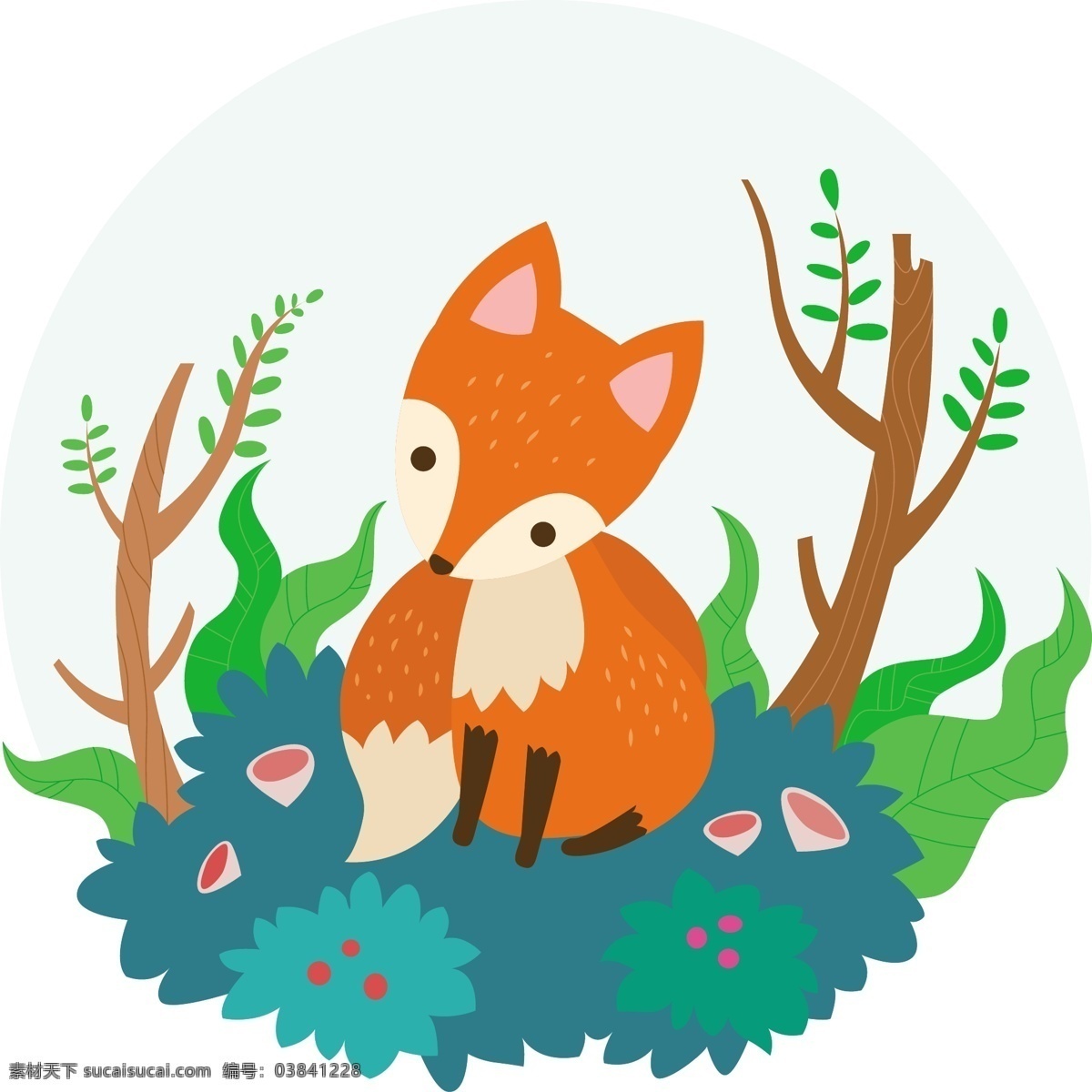 只 可爱 红色 狐狸 卡通 卡哇伊 矢量素材 动物 小动物 创意设计 简约 创意 元素 生物元素 动物元素