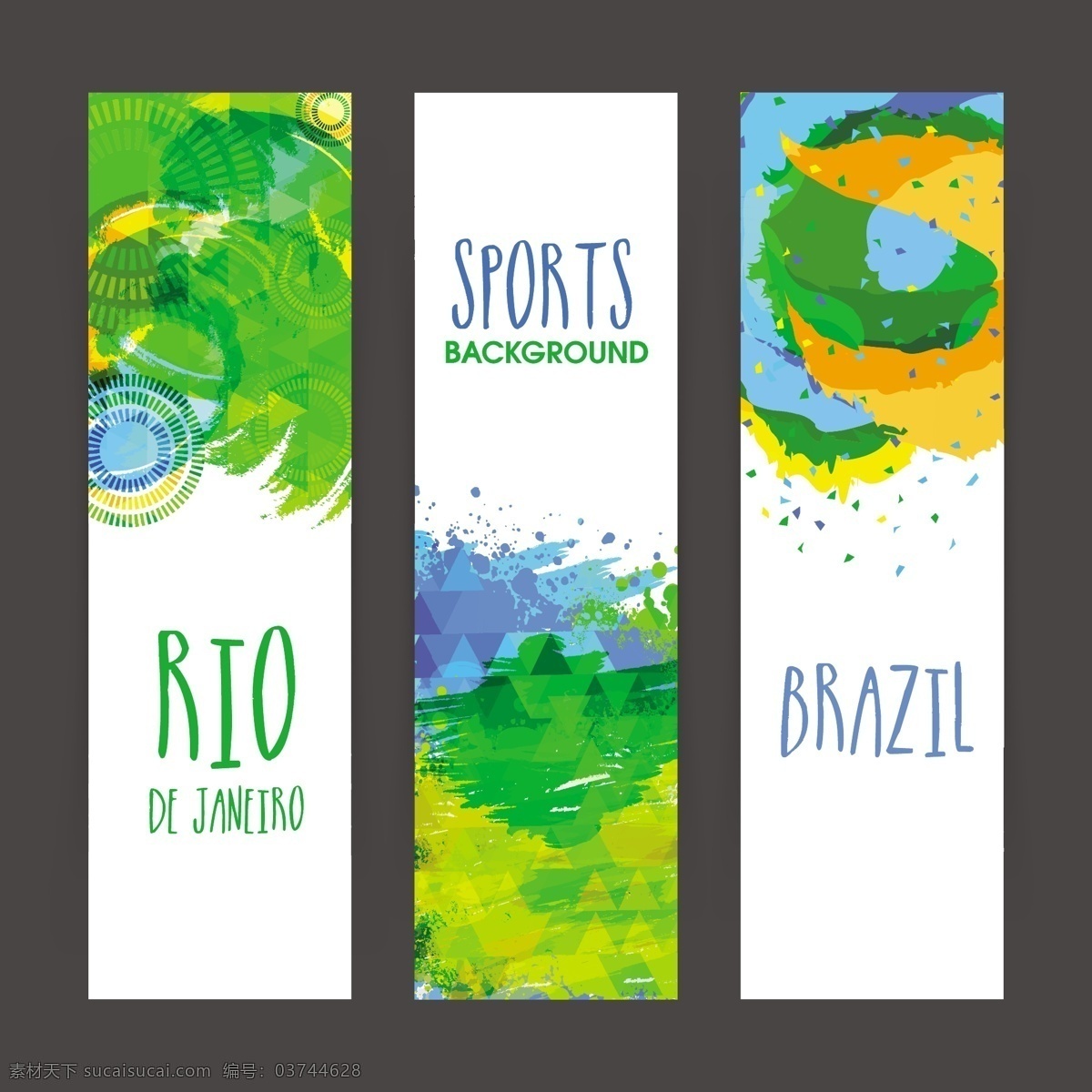 三个 带有 抽象 污点 巴西 横幅 旗帜 夏季 体育 健身 颜色 运动 多彩 事件 2016 训练 锻炼 国际 生活方式 三 适合 染色