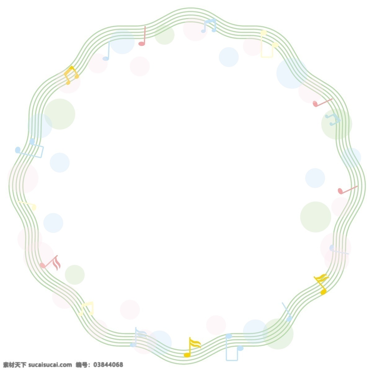 绿色 小 清新 可爱 音符 气泡 矢量 边框 自然 小清新 彩色音符 泡泡 糖果色 马卡龙色 七彩色 音乐 歌曲 旋律