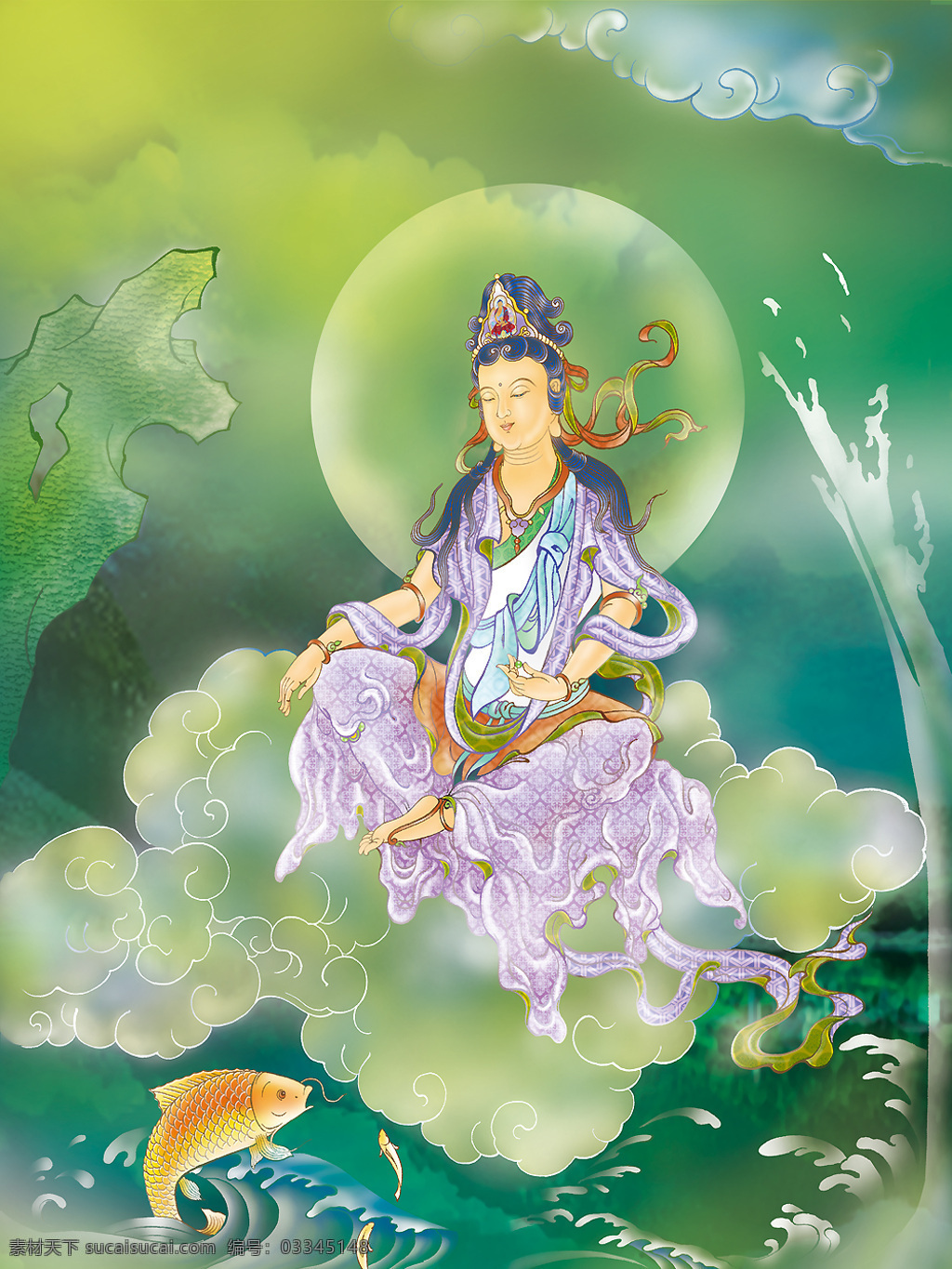 观世音菩萨 佛 菩萨 三十三观音 古代线描图 清爽插画 佛教人物 文化艺术 宗教信仰