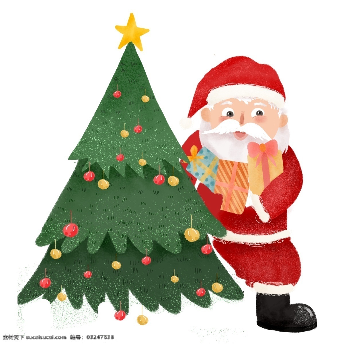 圣诞节 圣诞树 老人 元素 可爱 png元素 免抠元素 透明素材 圣诞老人