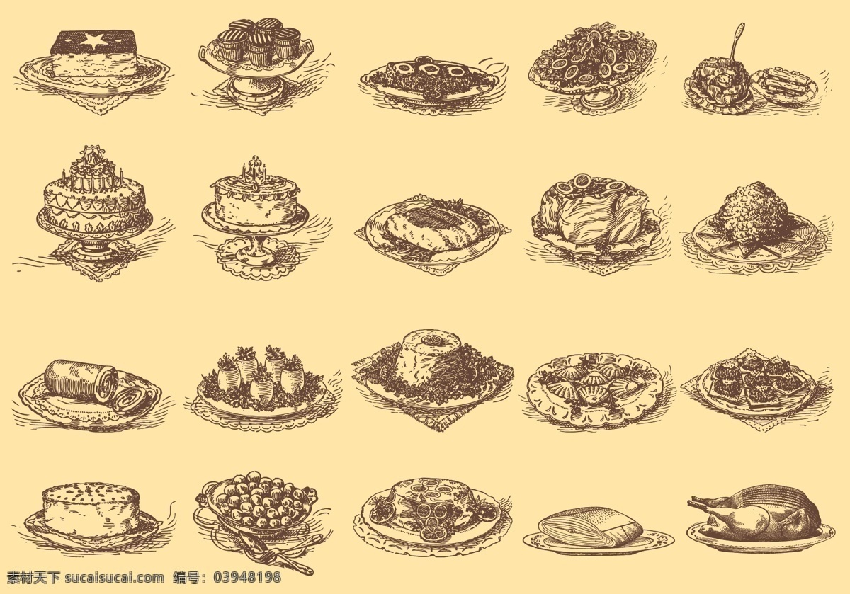美味 菜肴 手绘 插画 ai格式 美食 美味菜肴 矢量美食 手绘插画 手绘美食