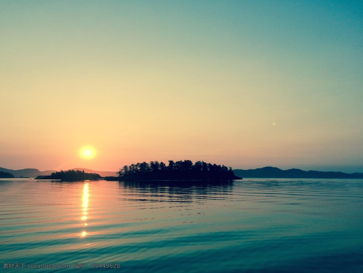 夕阳摄影图 湖面 倒影 水边 意境 沉浸 夕阳 日落 自然景观 山水风景
