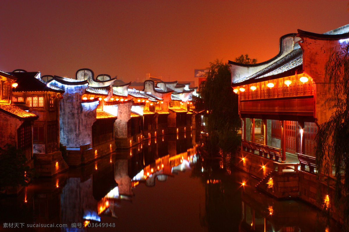 嘉兴 月河 夜景 古镇 国内旅游 旅游摄影 嘉兴月河夜景 月河街 psd源文件