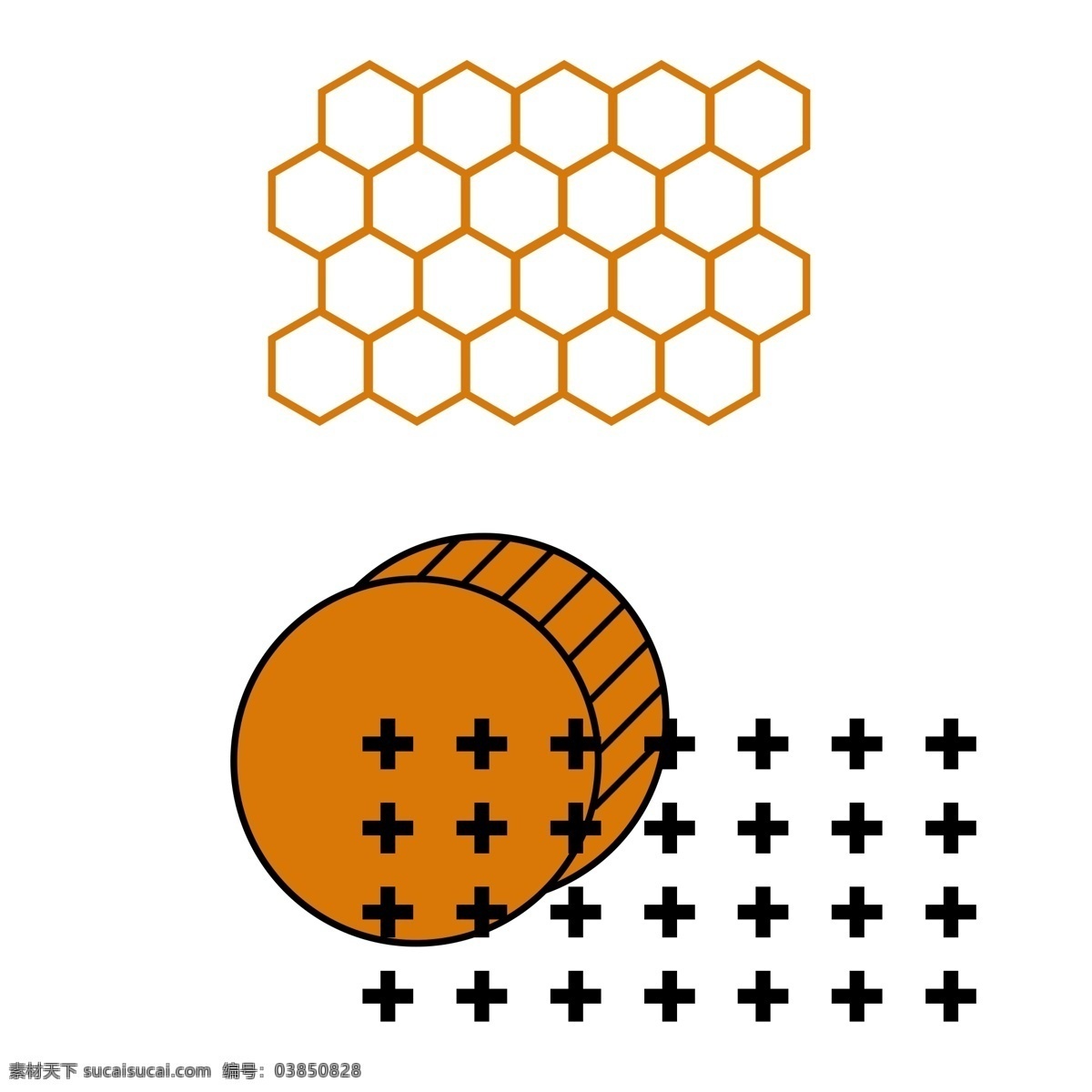 孟菲斯 风格 橘 色系 透明 免 扣 元素 孟菲斯风格 橘色系 简约线条 蜂窝状 几何 排列