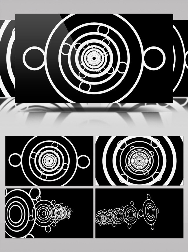 黑白 简单 创意 圆圈 变形 视频 高清视频素材 视频素材 动态视频素材 大小 变化