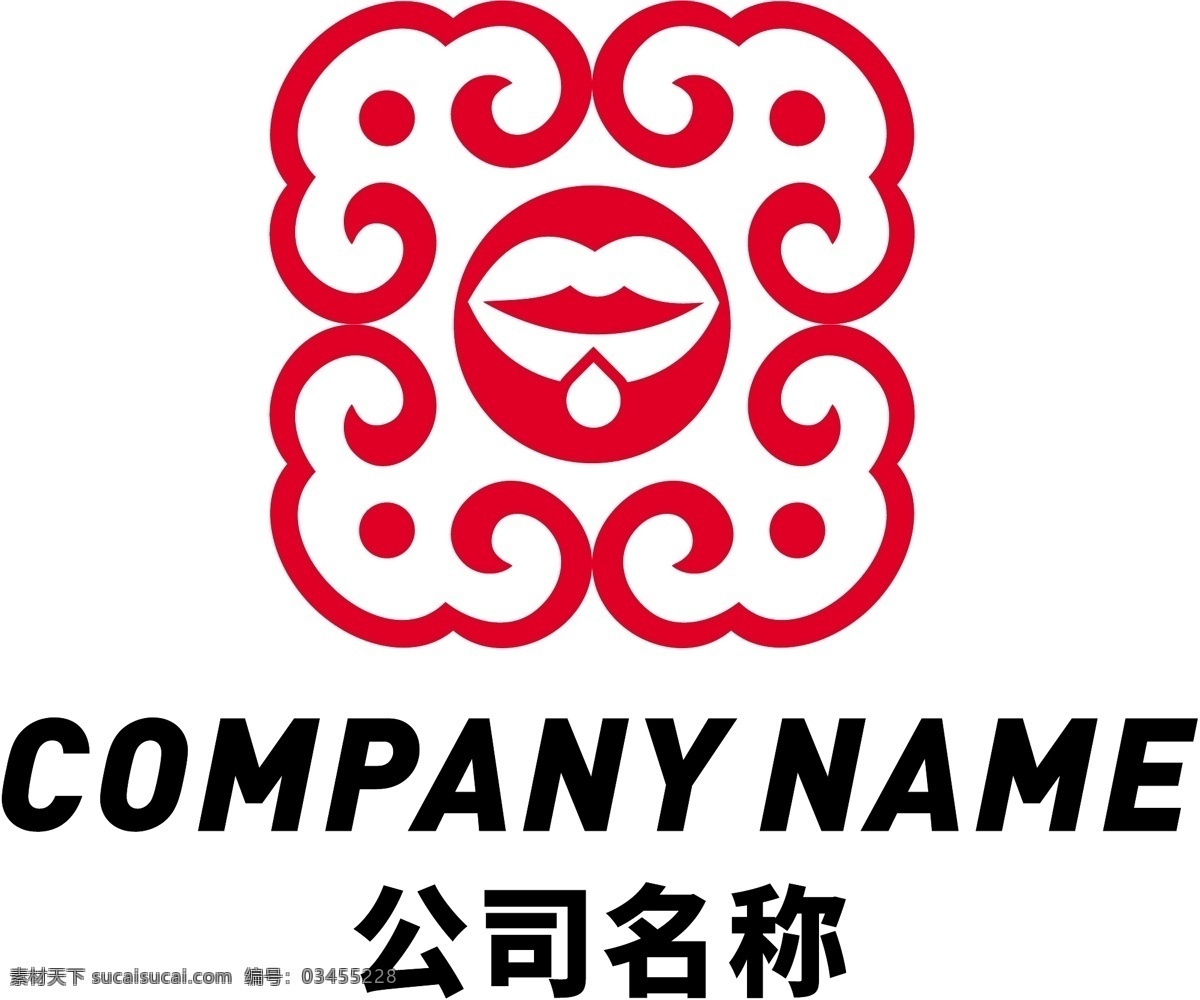 中国 风 餐饮 logo 餐饮logo 中国风 红色 嘴巴logo
