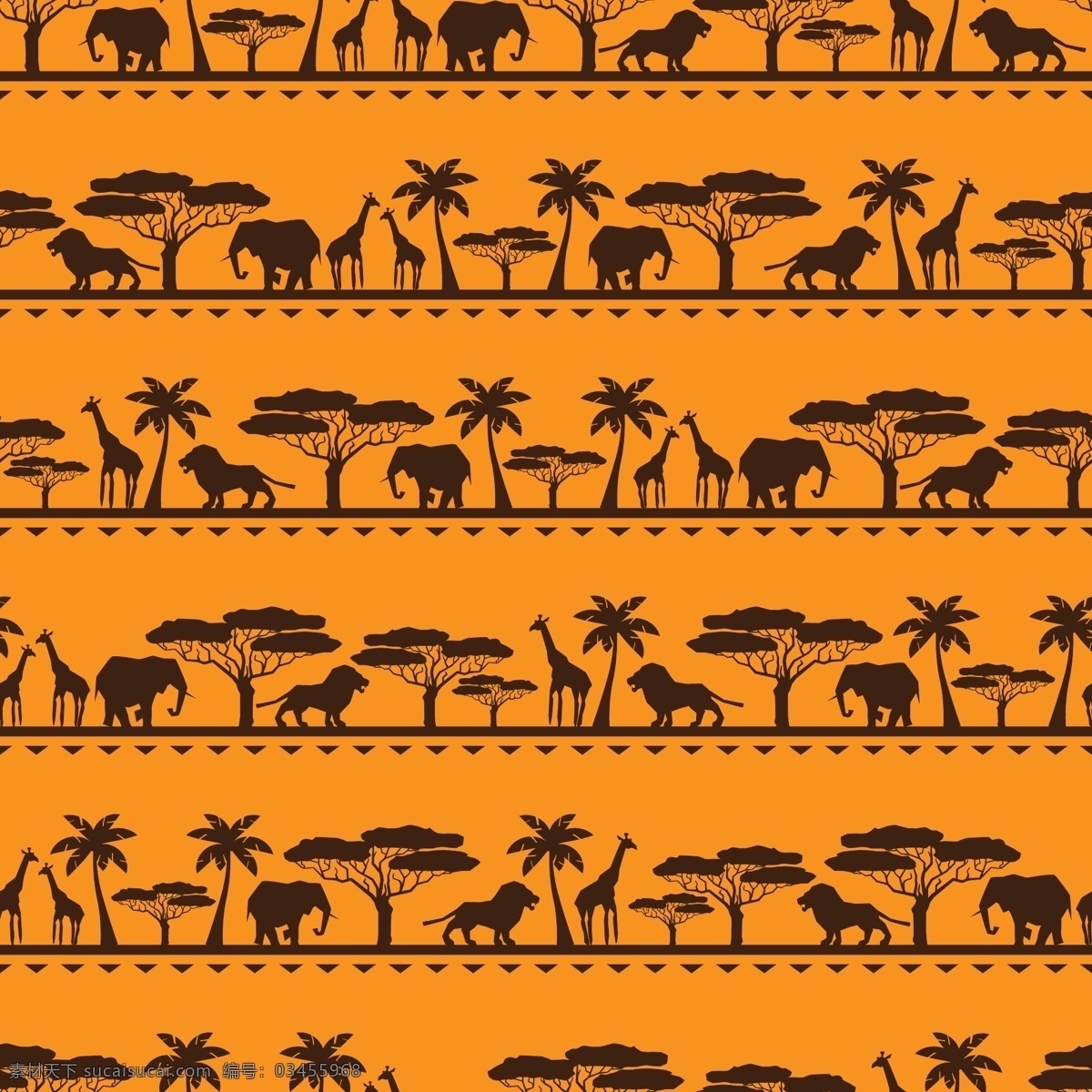 非洲 动物 无缝 背景图片 热带 非洲象 长颈鹿 狮子 矢量 高清图片