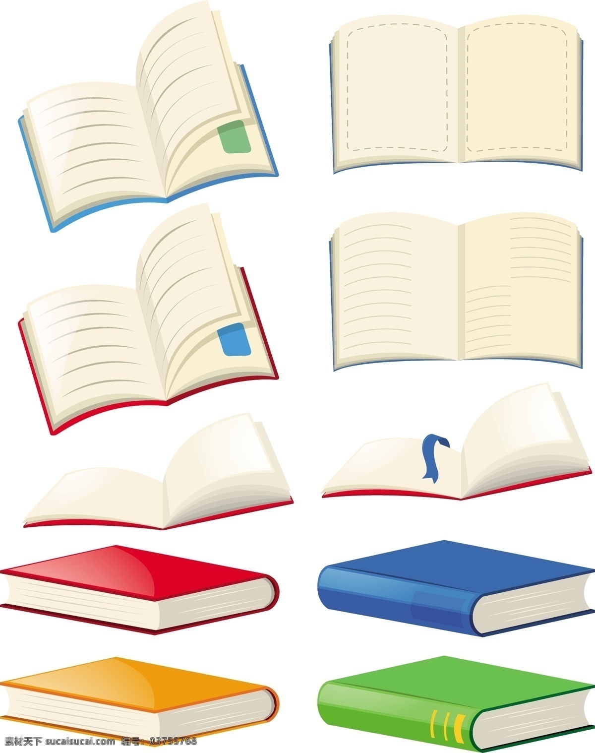 彩色 图书 收藏 矢量图书 书籍 学习书籍