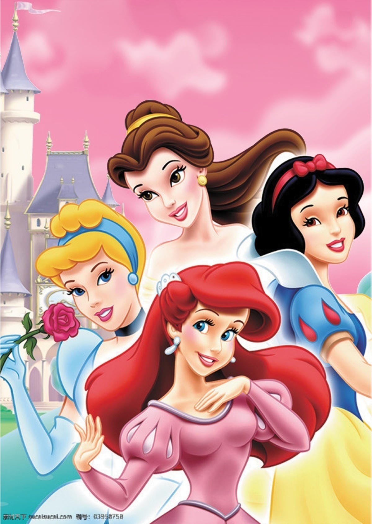 公主 封面 本本素材 迪士尼 城堡 粉色 白雪公主 可爱 卡通 分层 源文件