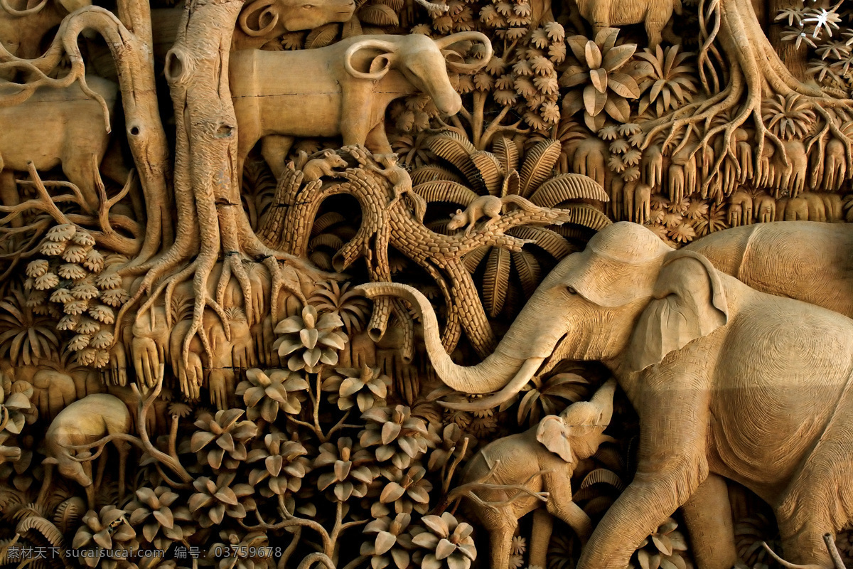 精美 动物 浮雕 图案 动物浮雕 木雕大象 木雕 雕花 雕刻花纹 建筑设计 环境家居
