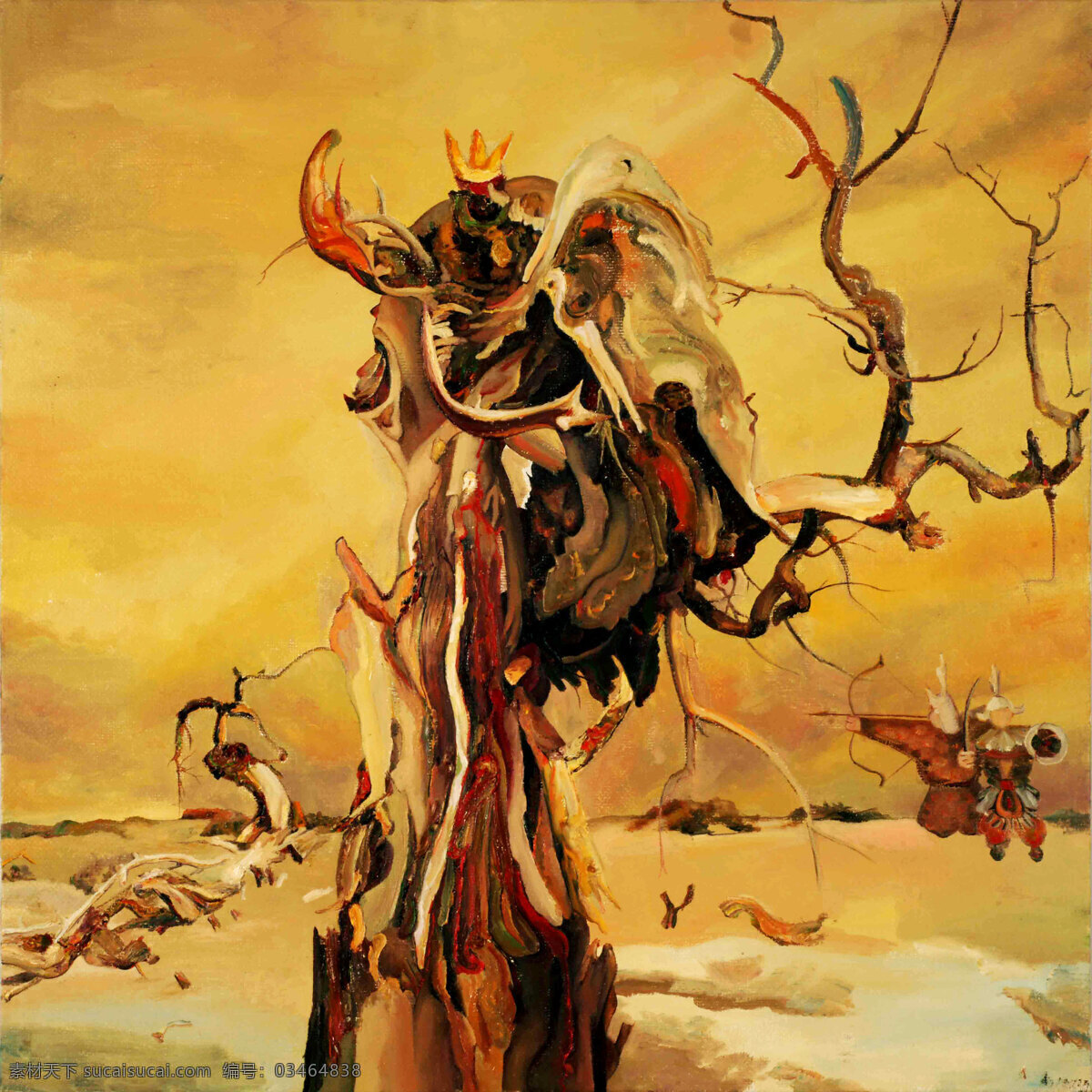 风景画 古代人物 胡杨树 绘画书法 美术 沙漠 射箭 神树 胡杨 设计素材 模板下载 神树胡杨 油画 现代油画 乌日娜油画 树木 油画艺术 文化艺术 装饰素材 山水风景画
