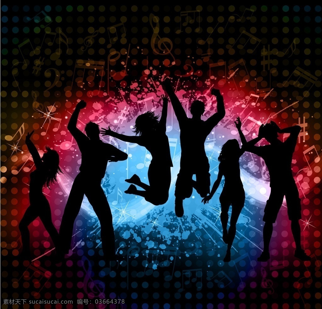舞蹈剪影 背景 音乐 舞蹈 剪影 朋友 庆祝 迪斯科 男孩 音乐会 人群 集团 插图 跳舞 女人