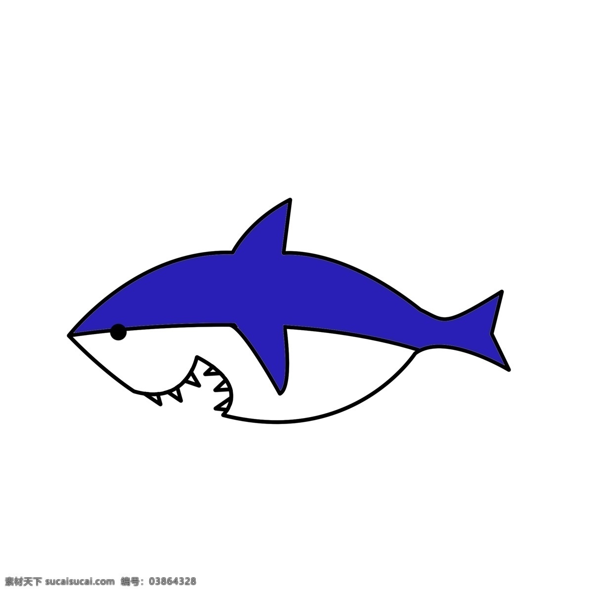 可爱 卡通 创意 简约 手绘 鲨鱼 海底 元素