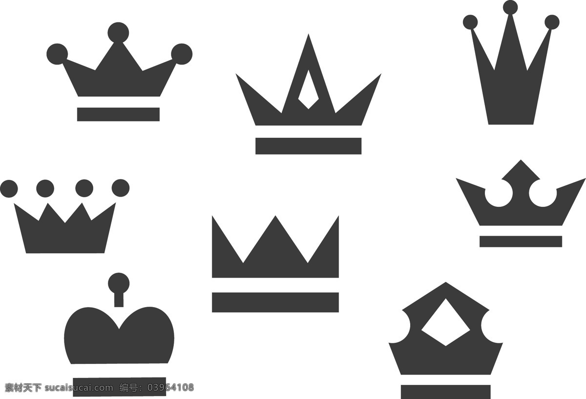 卡通 皇冠 图案 元素 简笔皇冠 黑白剪影皇冠 卡通桂冠 皇室皇冠 卡通皇冠