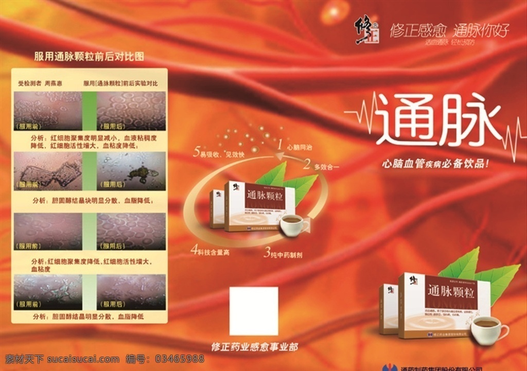 红色 医药 三 折页 医 药 红色三折页 三折页 彩页 dm 修正 药业 通脉 血管 心脑血管 绿叶 彩页单页 dm宣传单