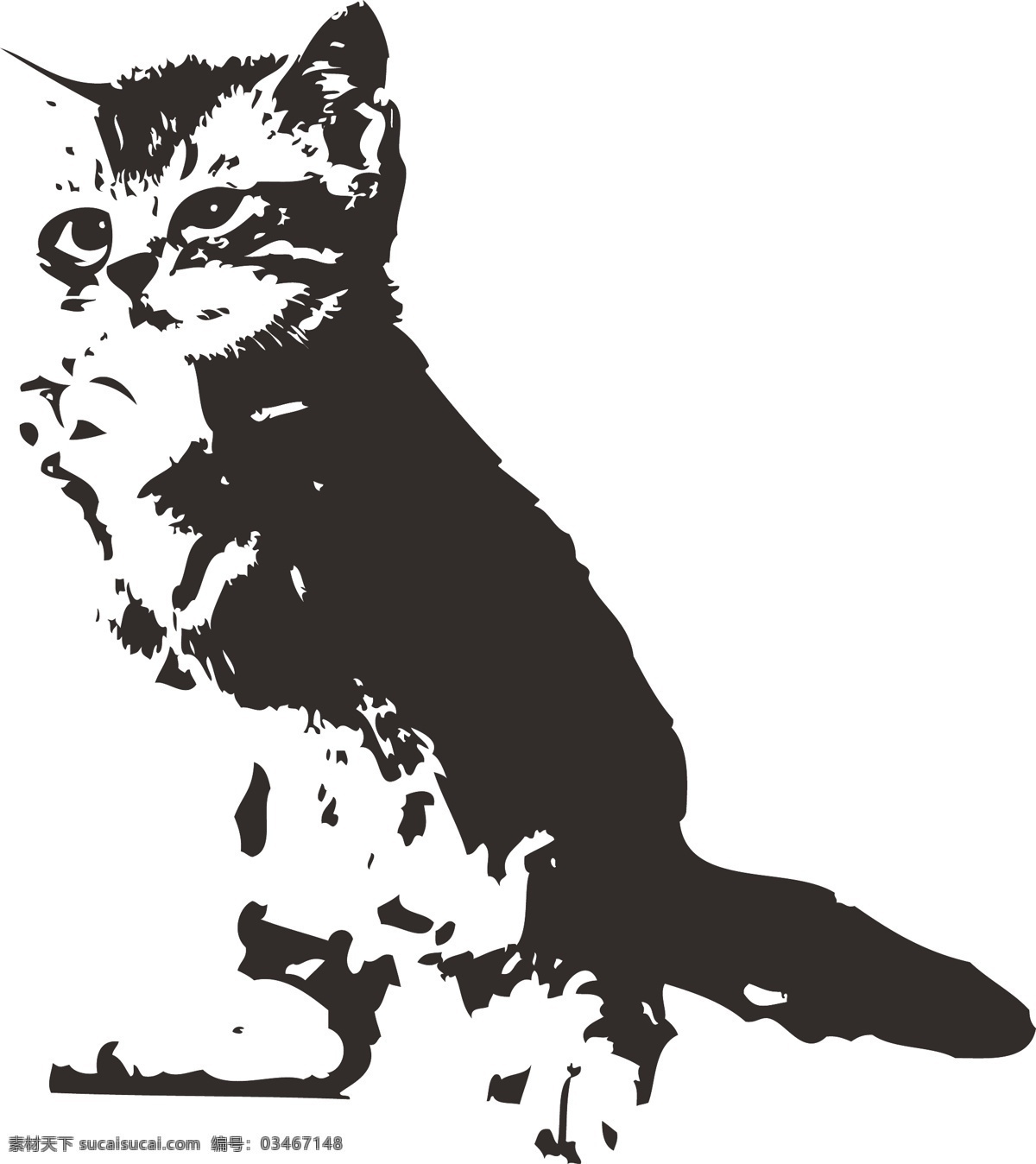 可爱 猫咪 剪影 矢量 黑白 矢量素材 矢量图 其他矢量图