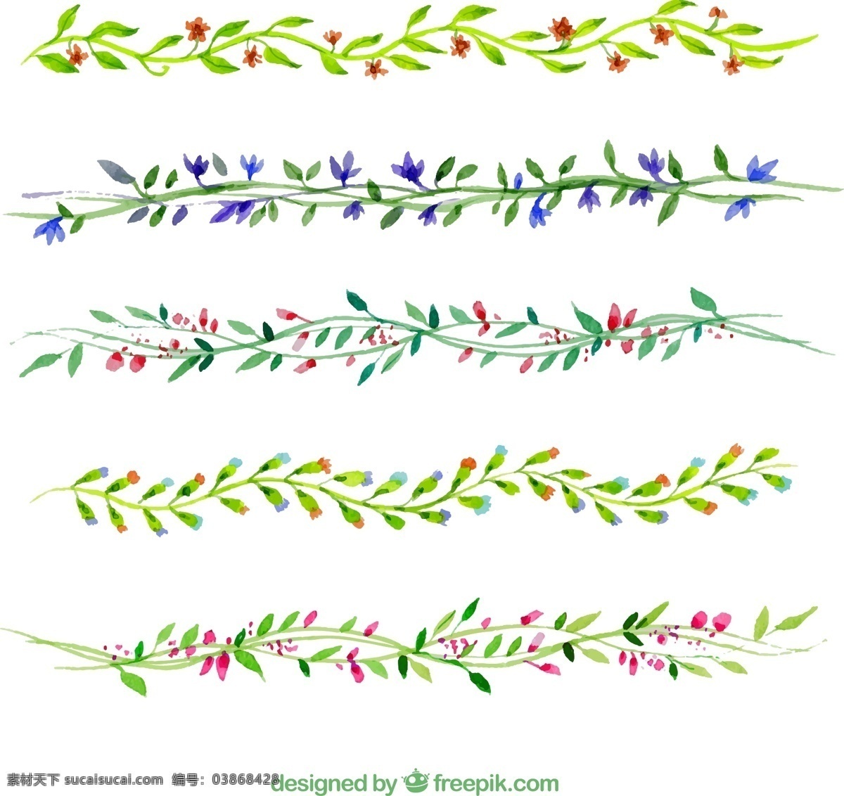 水彩 花边 矢量 花纹 花卉 叶子 矢量图 格式 高清图片