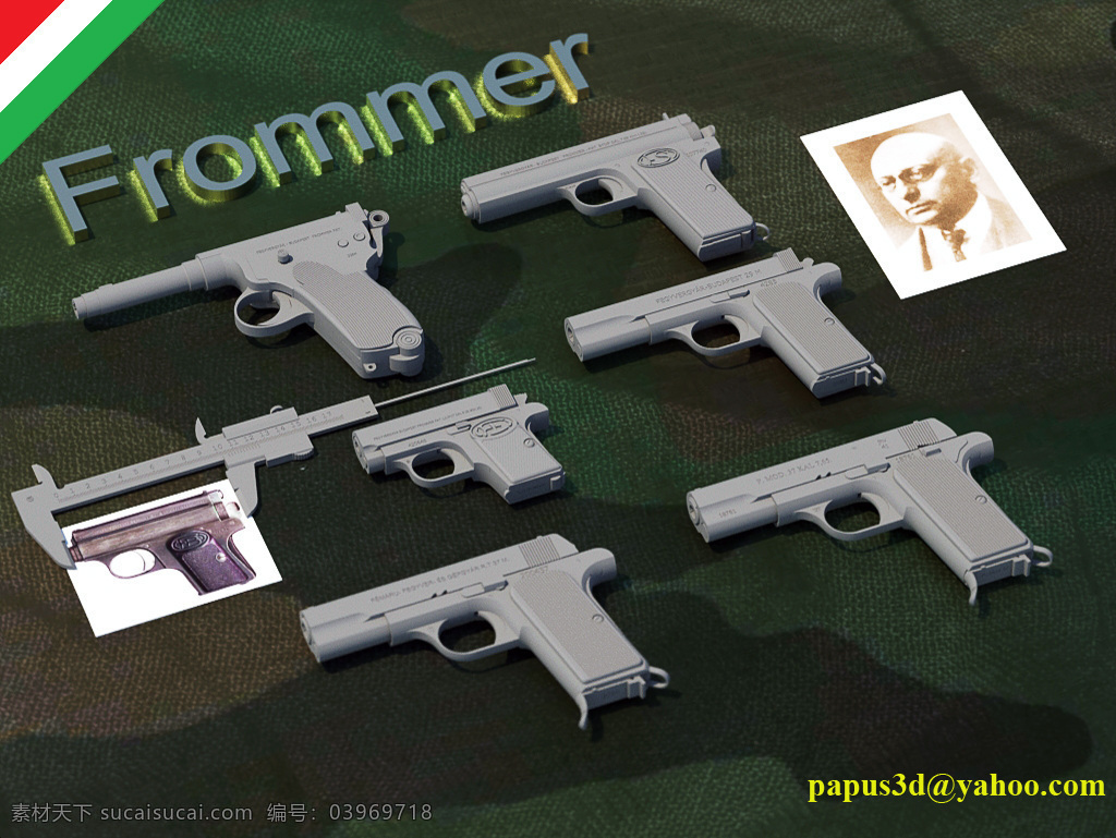 1910 frommer 军事模型 手枪 pistol 陆军武器库 3d模型素材 其他3d模型