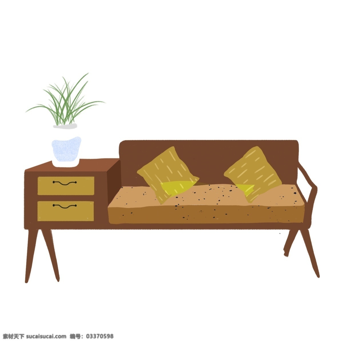 手绘 卡通 家居 沙发 植物 休闲 创意 地毯 房间 时尚 深夜 相片 窗户 舒服 靠枕