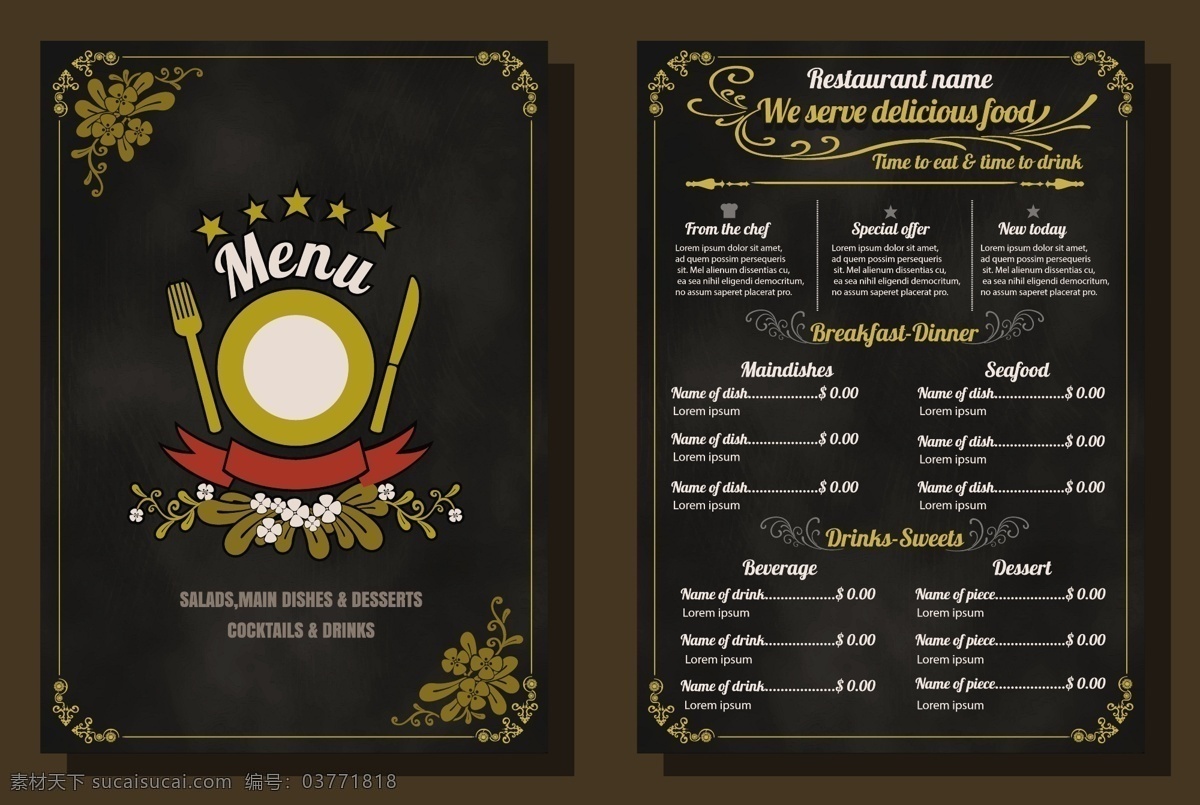 创意 简约 风格 矢量 餐厅 菜单 宣传 宣传页 矢量素材 菜谱素材 餐饮美食 菜单背景