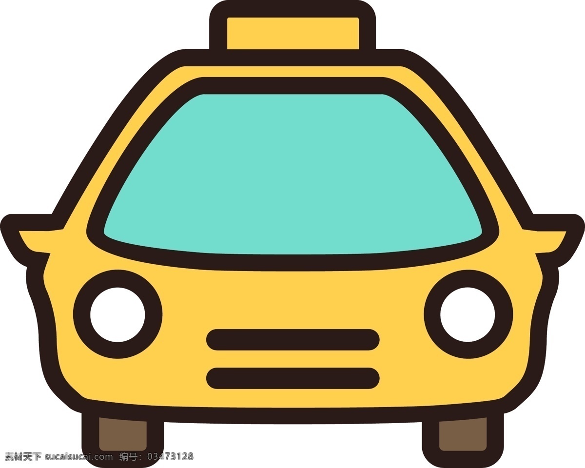 出租车 卡通 免 扣 汽车 小汽车 车 载客汽车 黄色系 扁平化 矢量图插画 图标 交通工具