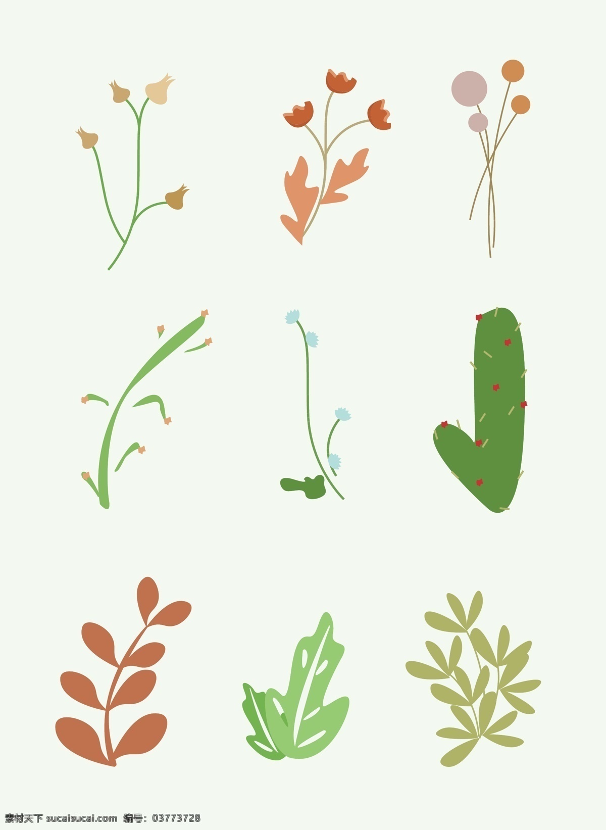 清新 植物 花朵 矢量 插画 绿色 叶子 贺卡 花 多肉 海报 背景