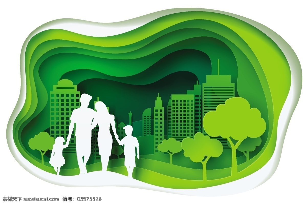 绿色生态 家庭 模板 矢量 绿色 生态