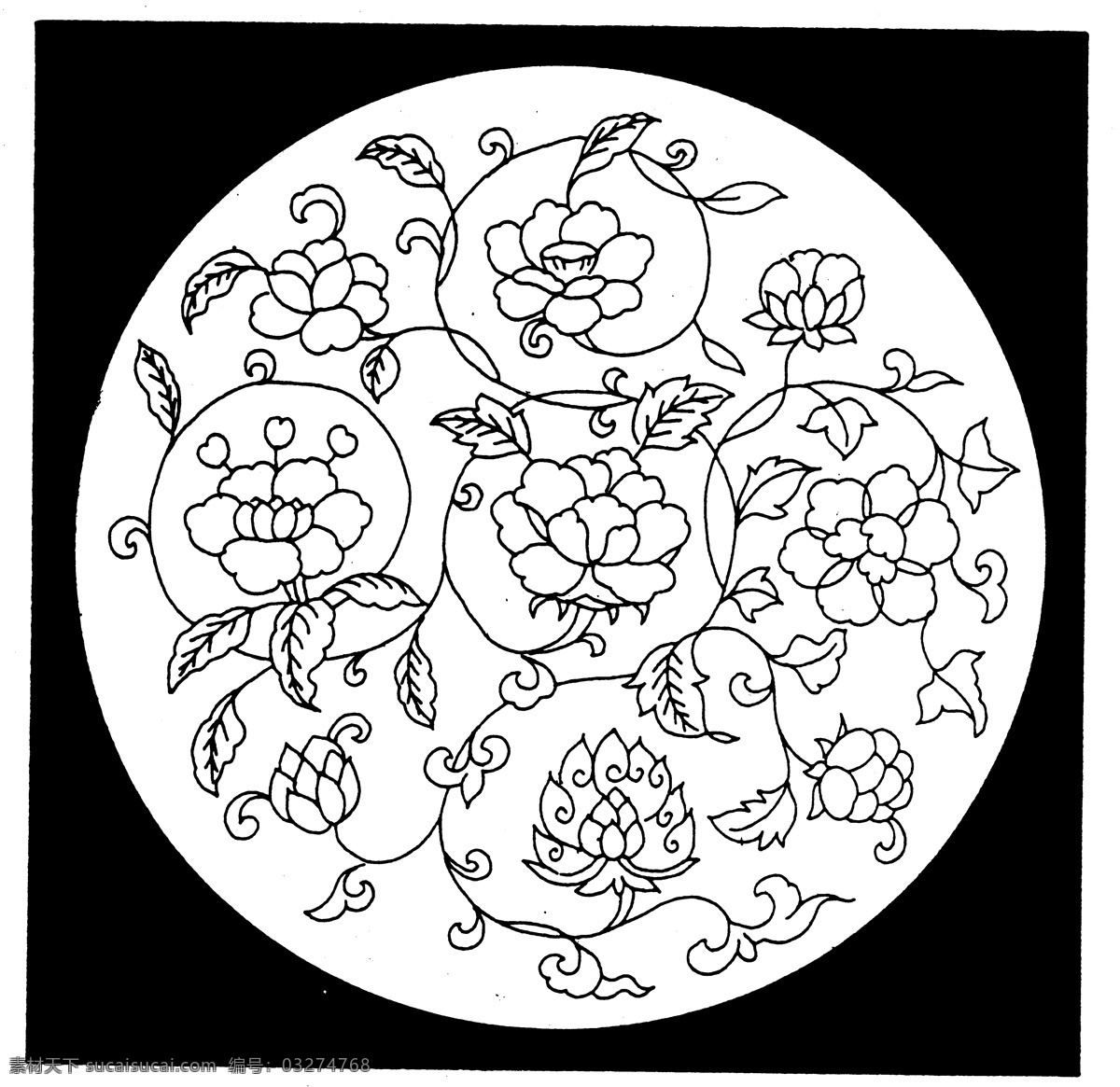 花鸟图案 元明时代图案 中国 传统 图案 设计素材 装饰图案 书画美术 白色
