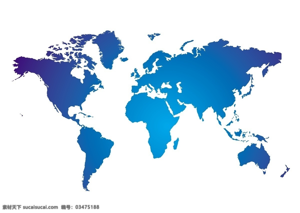 七大洲 五 大洋 矢量 地图 白色