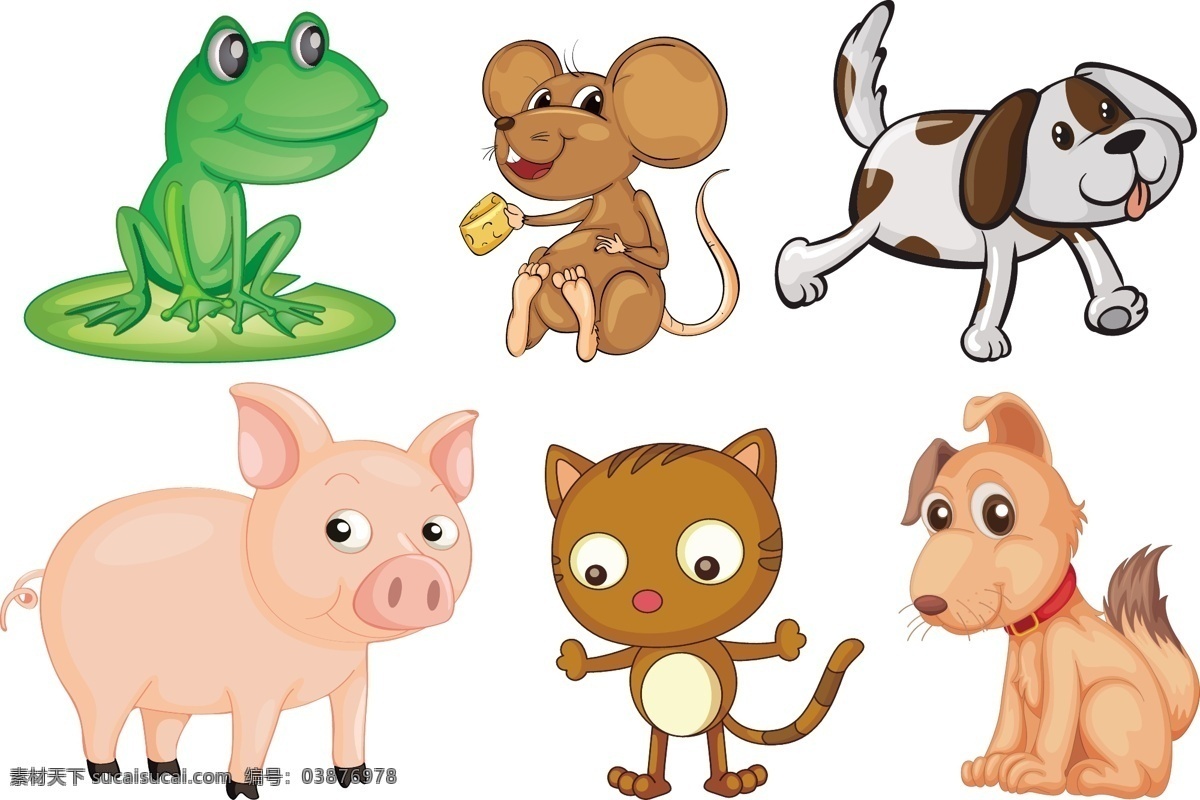 动物 卡通 矢量 源文件 家禽 青蛙 老鼠 狗 猪 猫 小狗 矢量卡通 动漫动画
