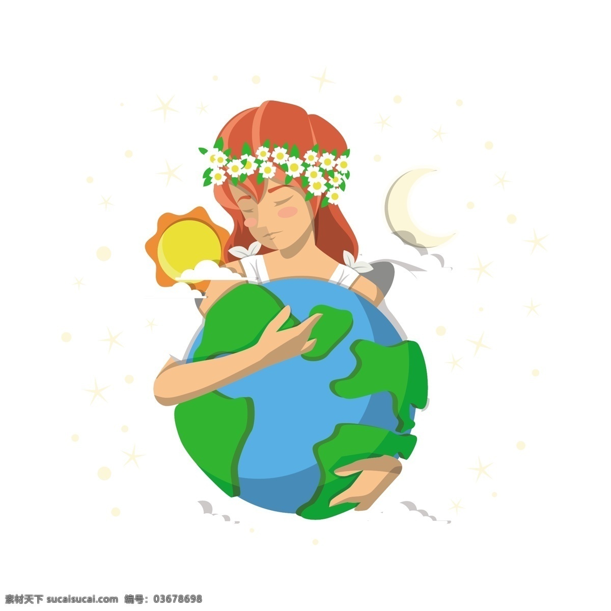 卡通 地球 母亲 矢量 地球的母亲 地球节 世界地球日 环境保护 绿色环境 太阳 太阳母亲 地球母亲