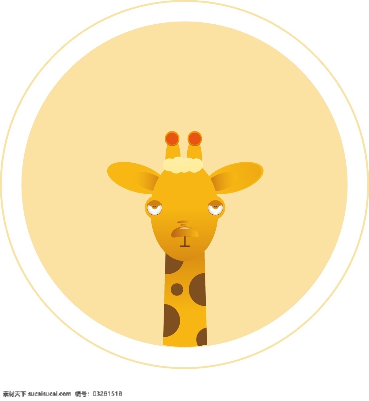 可爱 长颈鹿 圆形 标签 装饰 可爱长颈鹿 卡通长颈鹿 长颈鹿标签 标签长颈鹿 长颈鹿头像
