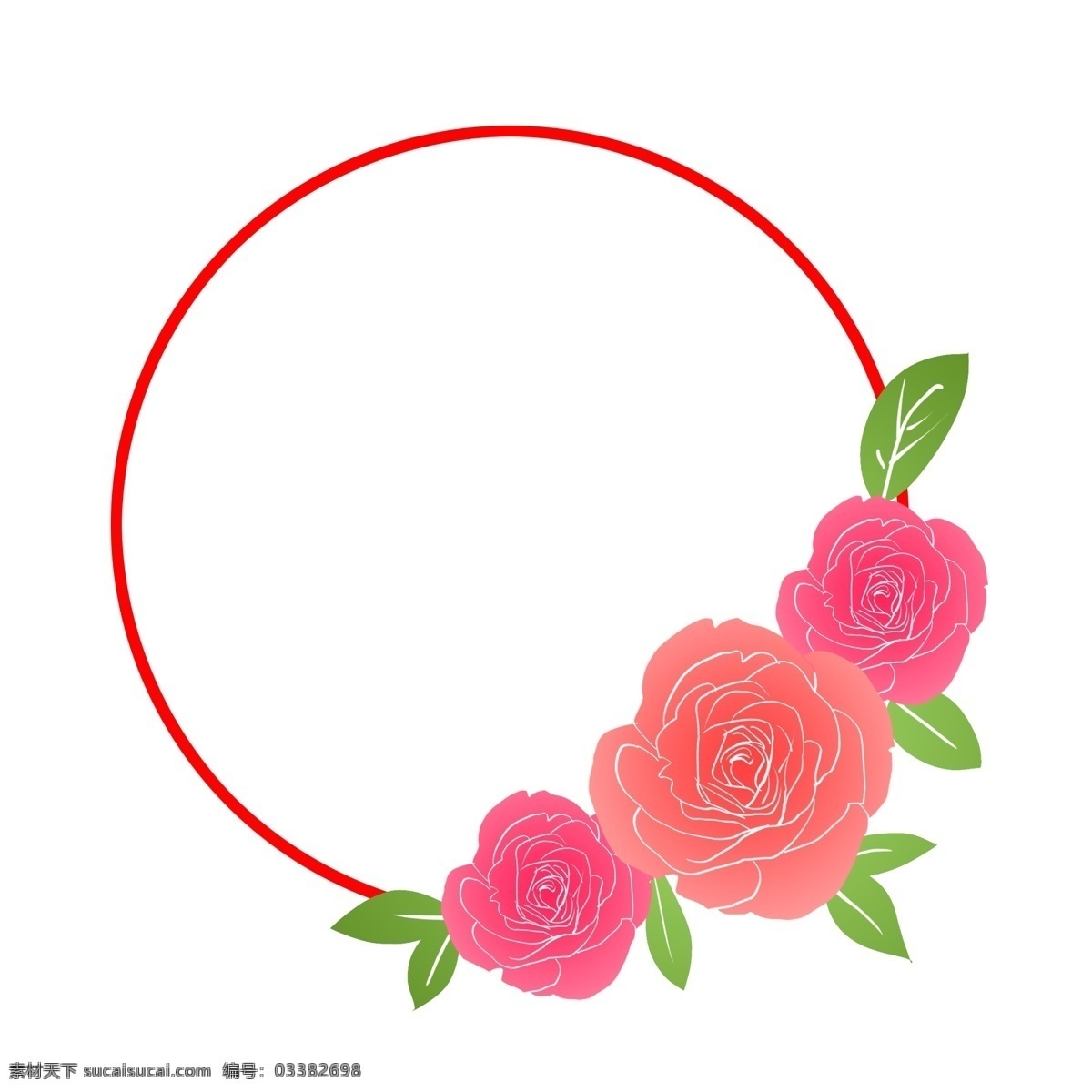 情人节 圆形 花朵 边框 情人节边框 红色的边框 红色的花朵 花卉边框 边框装饰 节日边框 浪漫边框
