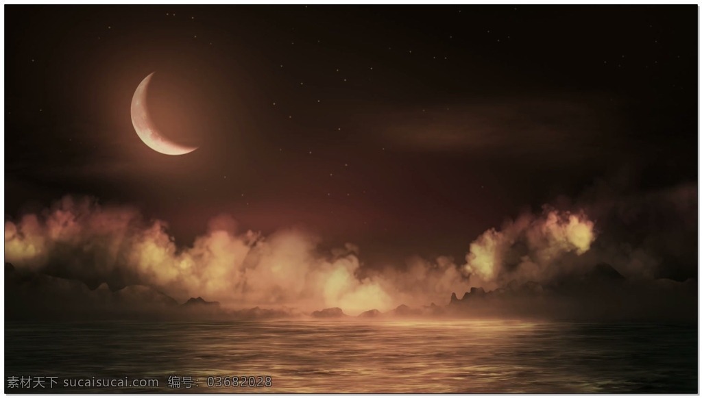 黑色 潮水 视频 月亮 黑夜 大海 视频素材 动态视频素材