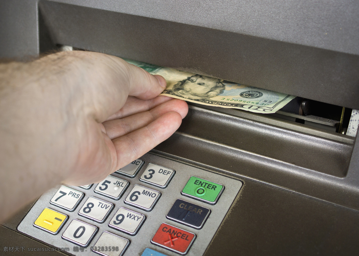自动 提款机 取钱 手 自动提款机 atm 美元 金融货币 商务金融
